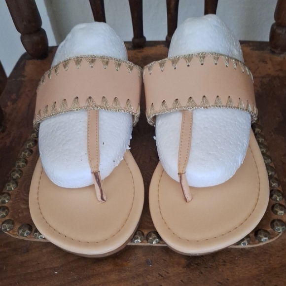 Crown & Ivy Maryna Tan Sandals with Gold Accents Sandals - Picture 1 of 6